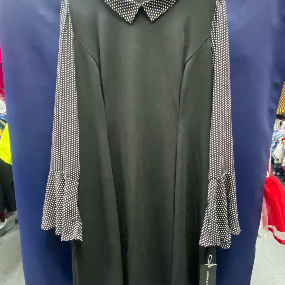 Andrew Marc Black Dress with Polka Dot Details